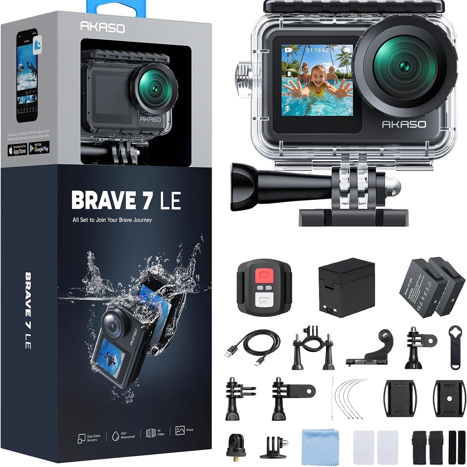 AKASO Brave 7 LE 4K Dual Screen Action Camera