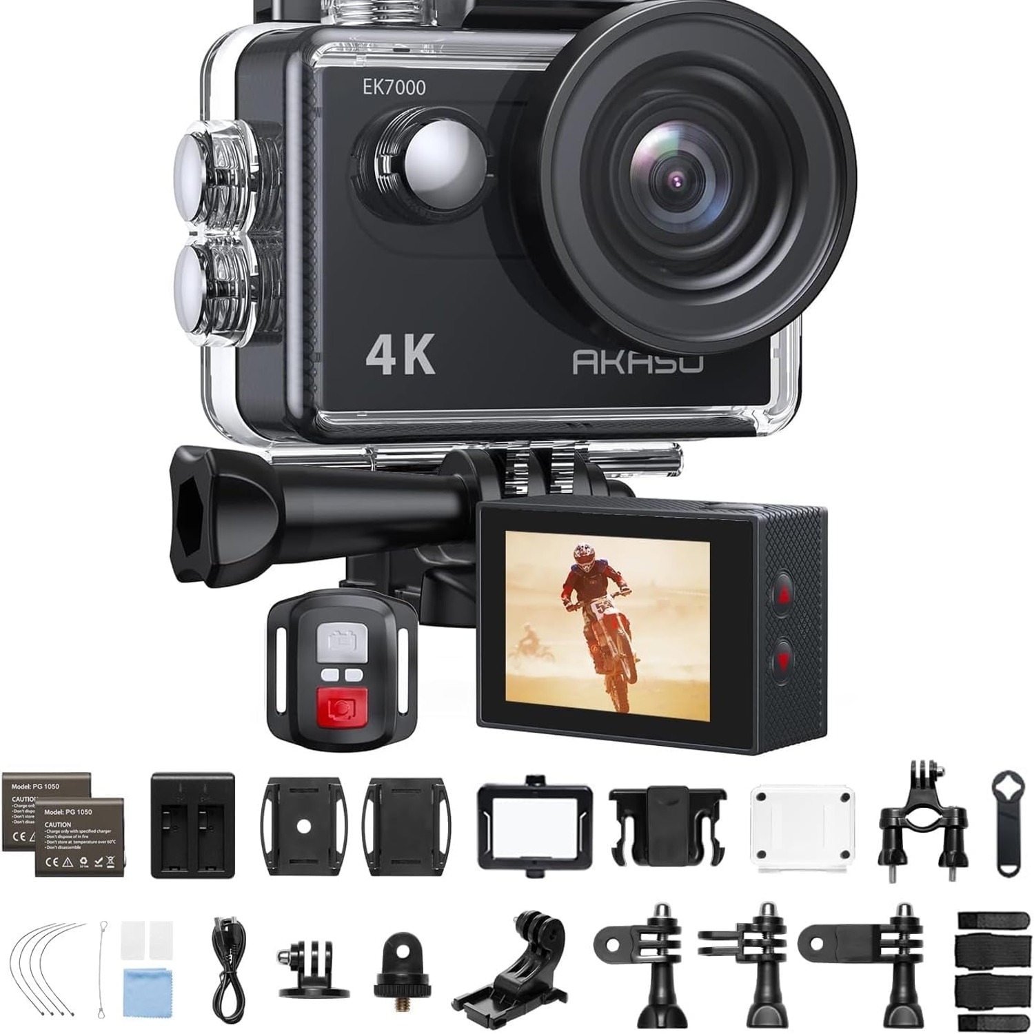 AKASO EK7000 4K WiFi Action Camera with Waterproof Case and Mount Kit