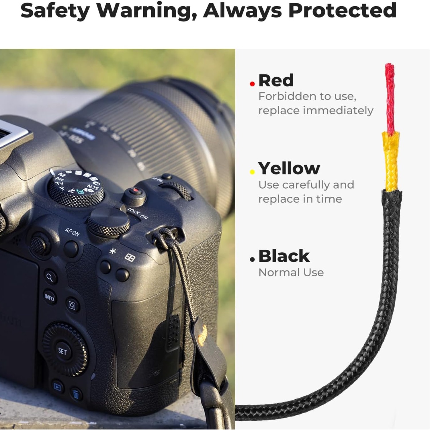 Wide Neoprene Camera Strap with Zip Pocket