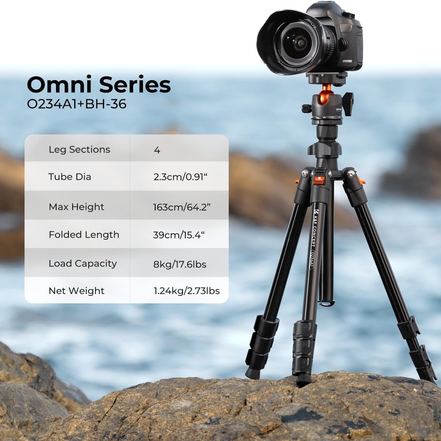 163cm Lightweight Travel Camera Tripod with 28mm Ball Head