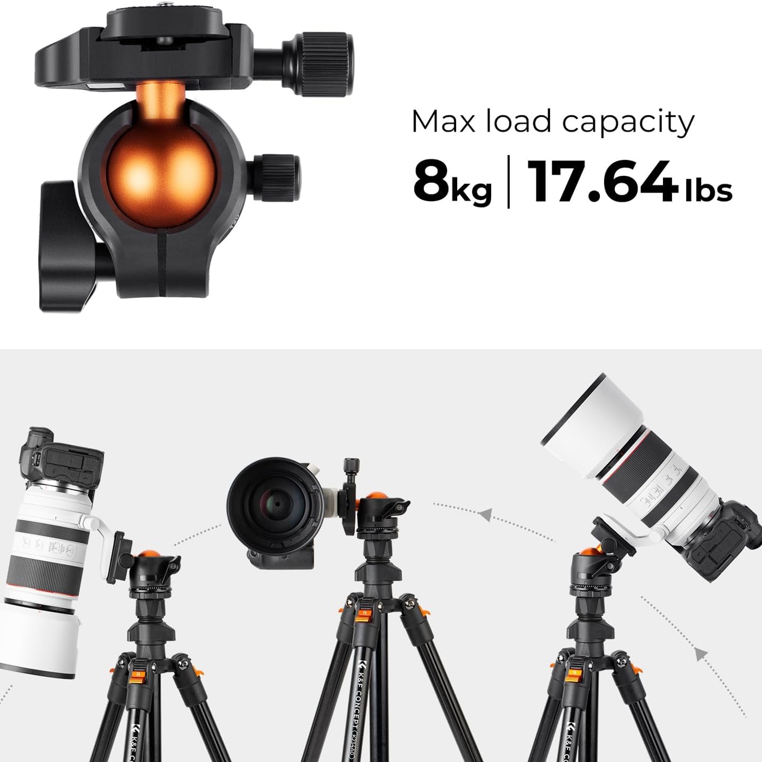 163cm Lightweight Travel Camera Tripod with 28mm Ball Head