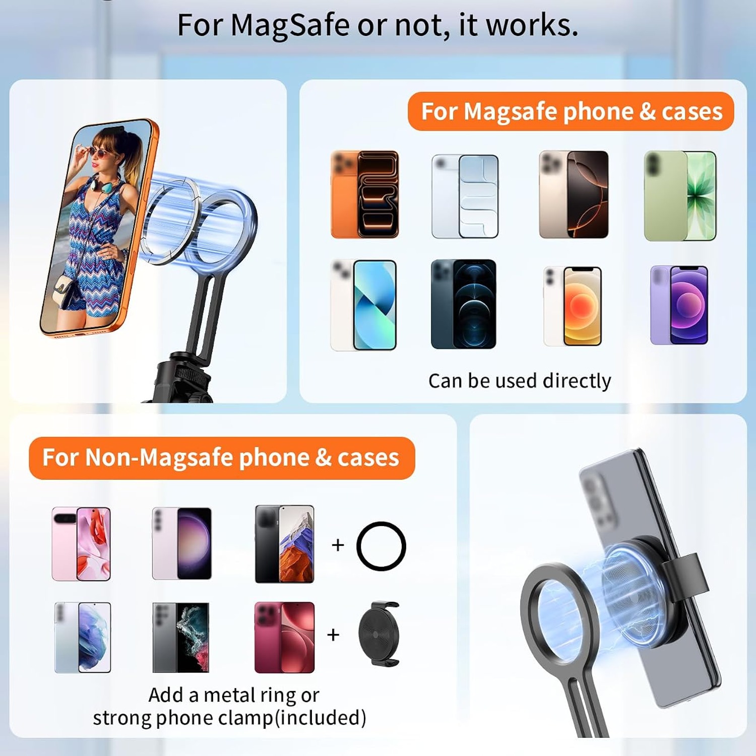 Magnetic Phone Tripod and Selfie Stick 175cm with Wireless Remote