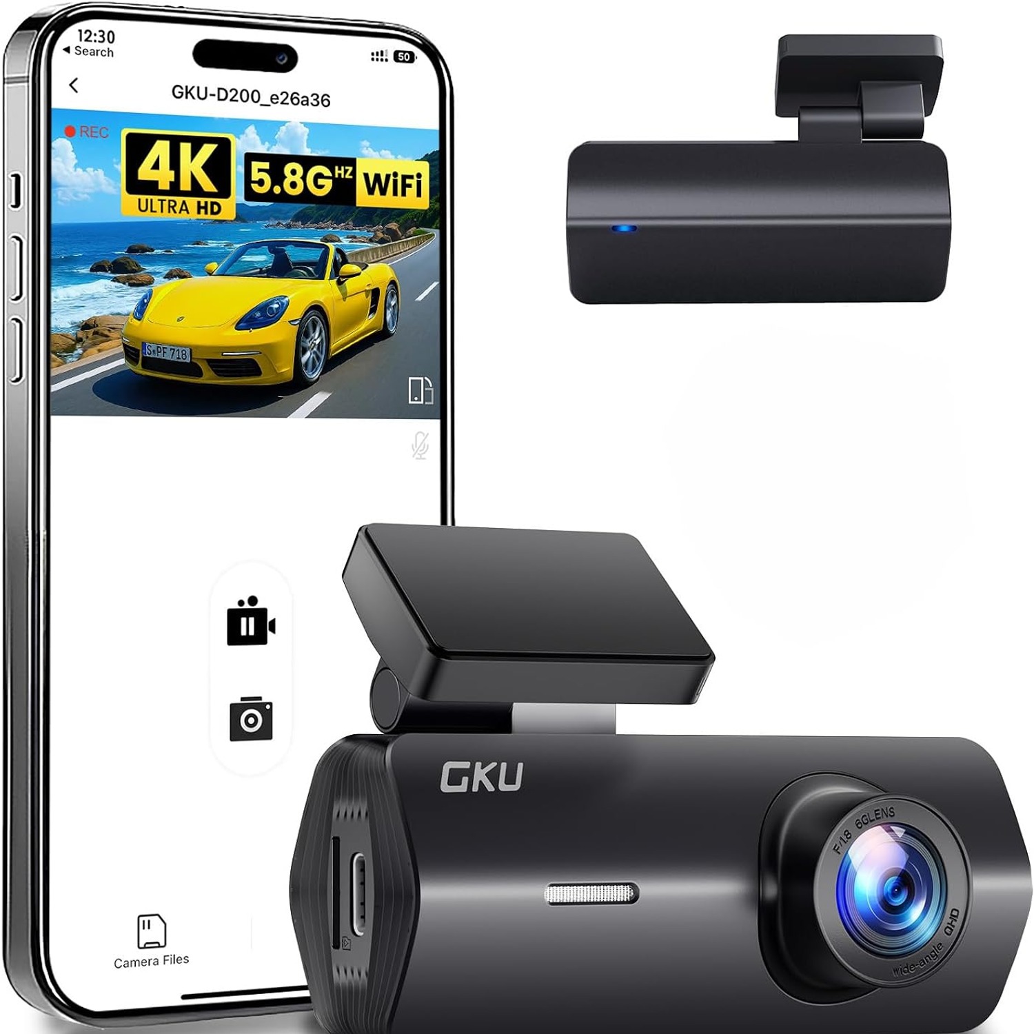 GKU D200 4K Front Dash Cam with Built-In WiFi, from Camera Company