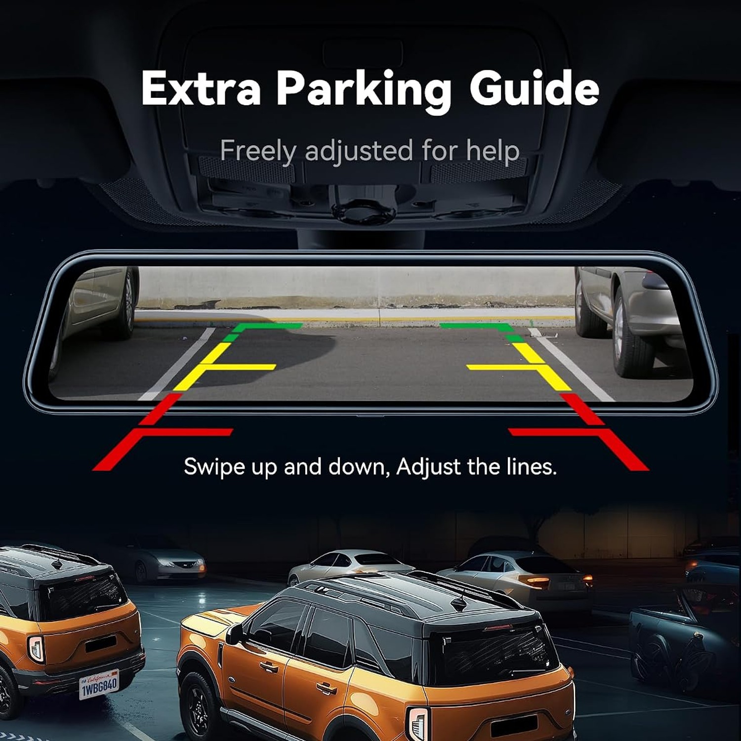 WOLFBOX G840S 4K Mirror Dash Cam with 12-Inch Touchscreen