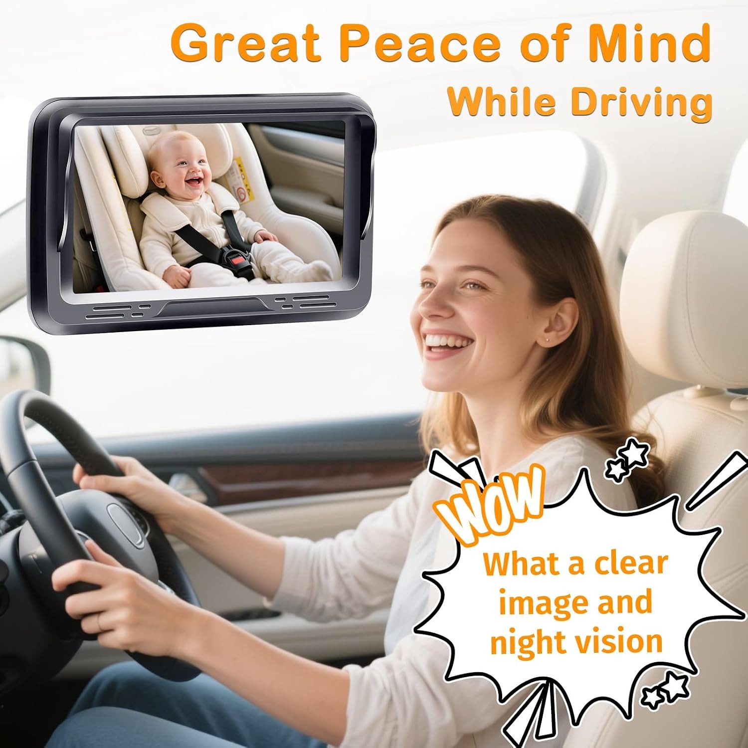 1080p Baby Car Camera with 4.3 Inch Monitor