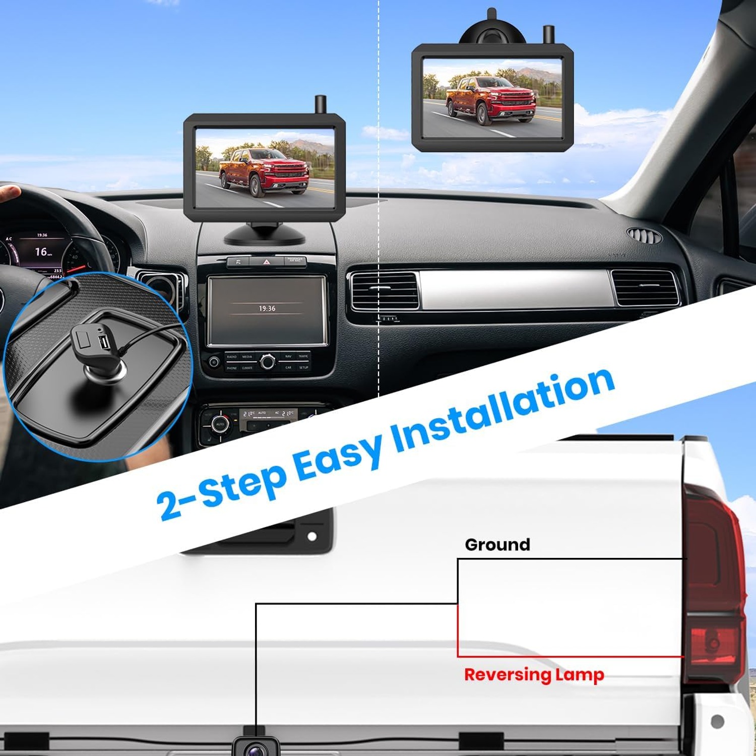AUTO-VOX W7 Wireless Reversing Camera with 5 Inch Monitor