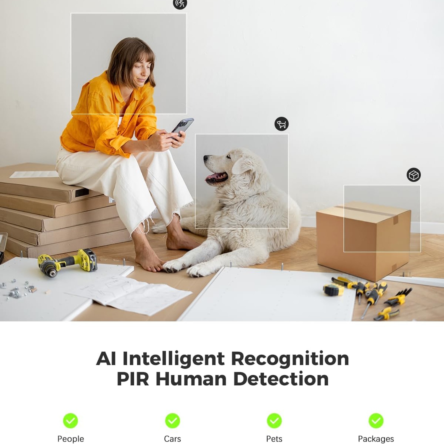 COCOCAM 2K Battery Indoor Security Camera with Pan and Tilt
