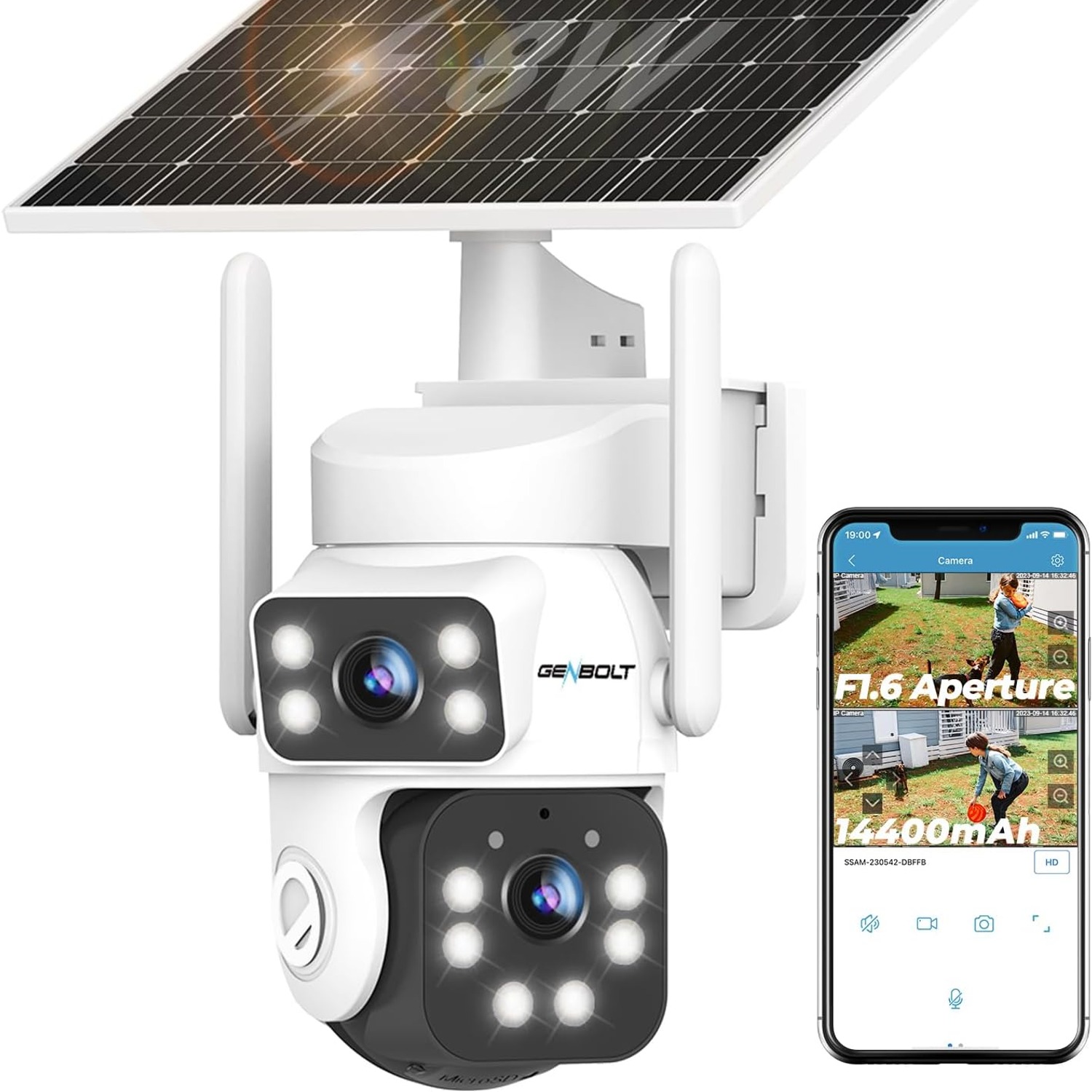 Solar Security Camera with 24/7 Recording (Dual Lens 2K WiFi)