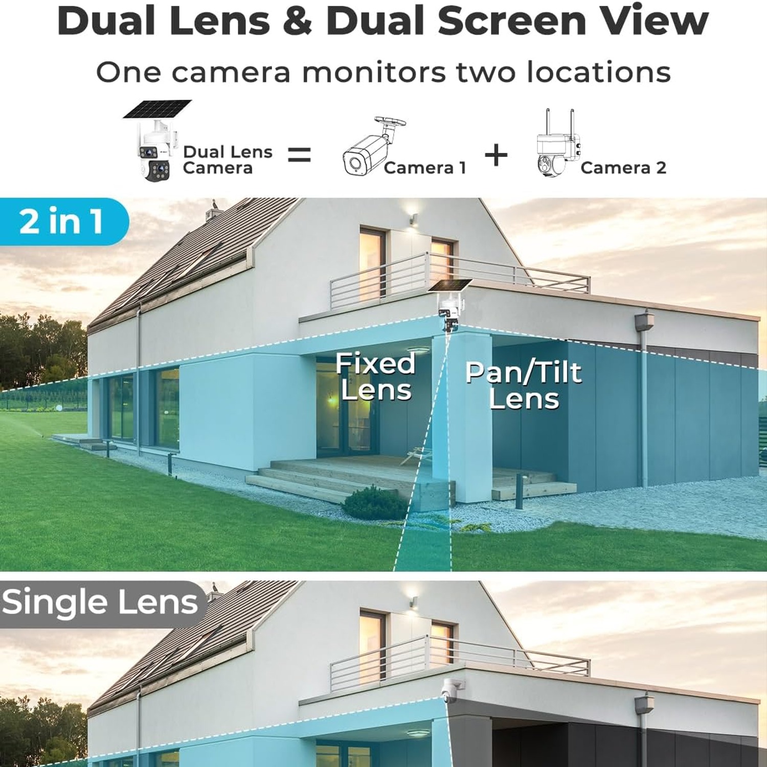 Solar Security Camera with 24/7 Recording (Dual Lens 2K WiFi): image 2