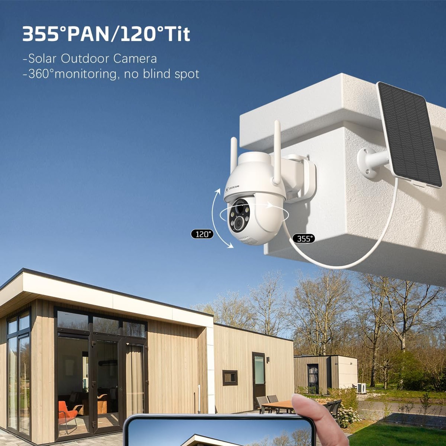 COCOCAM 2K Solar Security Camera with Pan, Tilt and Night Vision: image 8