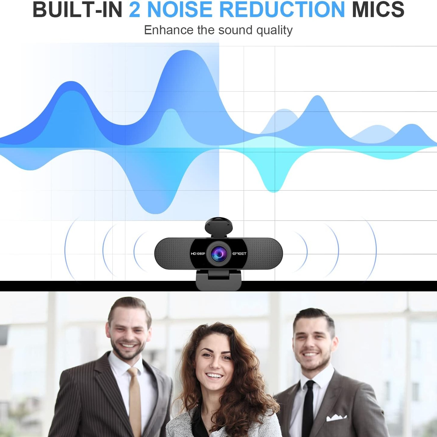 eMeet C960 1080p Webcam with Dual Noise-Cancelling Microphones